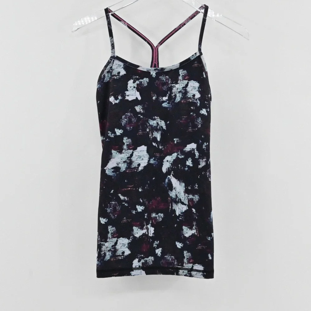 Lululemon Power Y Tank Top Womens Size 6 Purple Blossom Multi Racerback Yoga Gym